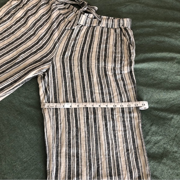 Women’s Plus Size Striped Linen Blend Wide Leg Cropped Pants - Calson - 1X - Picture 10 of 13